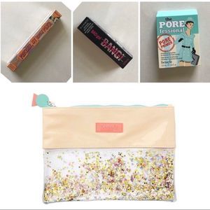 Benefit Cosmetics Makeup Set Brow pencil, Mascara, pore primer, pouch New